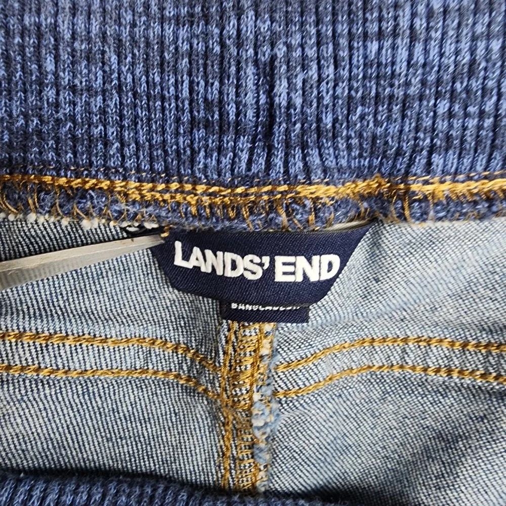 Lands End Kids Iron Knee Pull-On‎ Jeans Blue Denim Rib Waist XL 18H-20H Husky